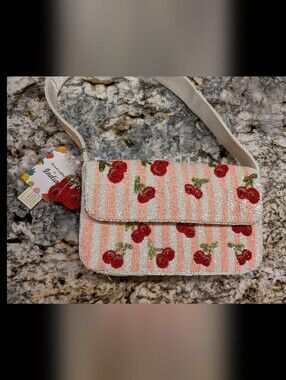 Handcrafted In India, Viral Beaded Cherry Crossbody Bag - NWT!!